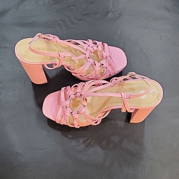 BRAND NEW CHASE+CHLOE BLOCK HEEL OPEN TOE MULTI-STRAP SANDAL - Picture 8 of 15